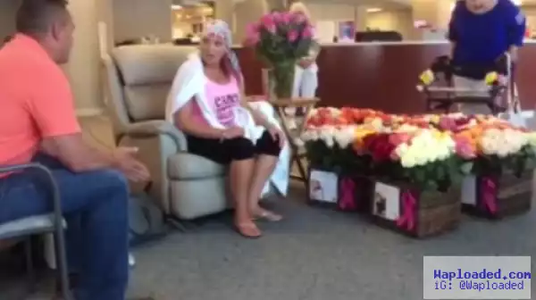 Internet In Tears After Man Surprises Wife On Her Final Chemo Treatment With 500 Flowers